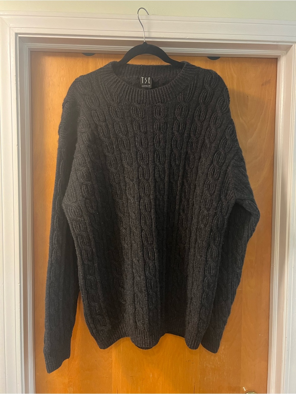 TSE cashmere cable knit sweater in dark gray XXL